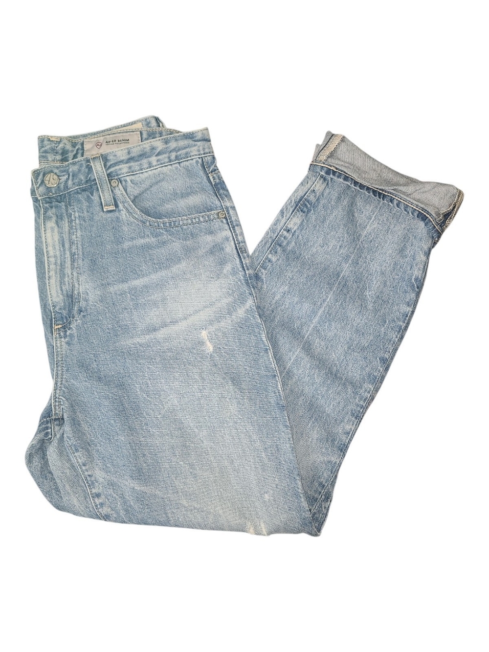 Ag Adriano Goldschmied THE PHOEBE  Light Blue High Waist Tapered Leg Jeans 28r